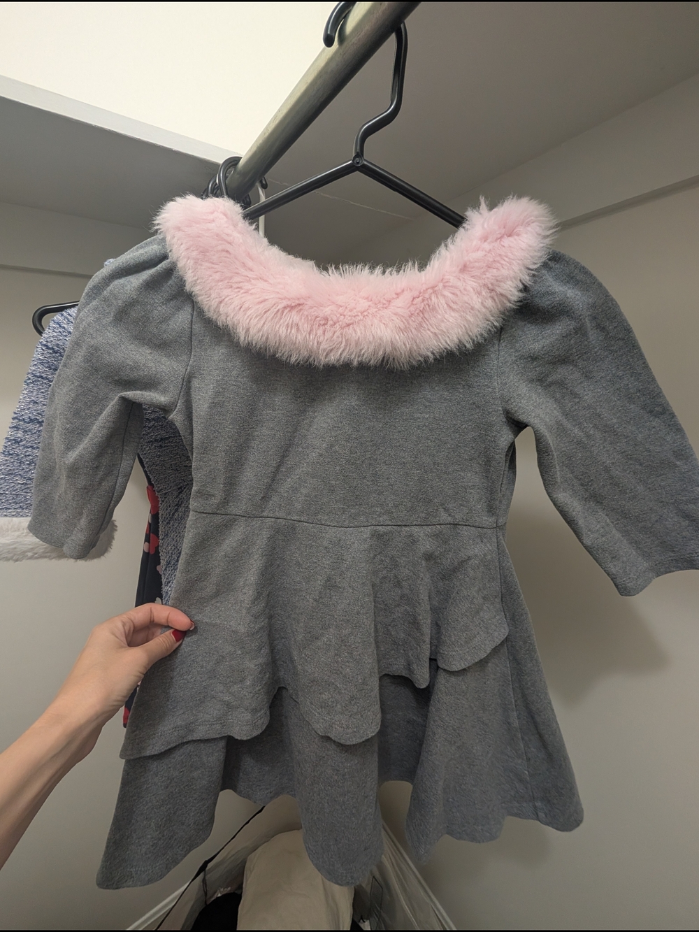 Janie And Jack Dress with Pink Faux Fur Collar